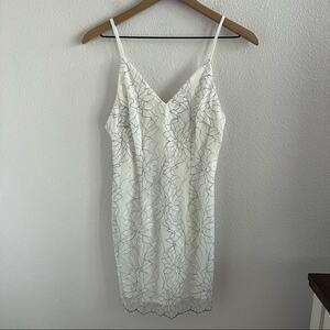 NWT L'ATISTE White Floral Lace Overlay Slip Dress Romantic Boho Festival Small
